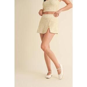 Ditsy Print Side Slit A-Line Skort with Pocket by Kimberly C